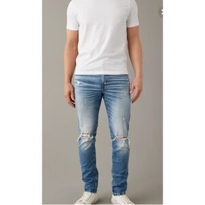 American Eagle Mens Flex Ripped Distressed Light Wash Denim Jeans 31x30 VGUC